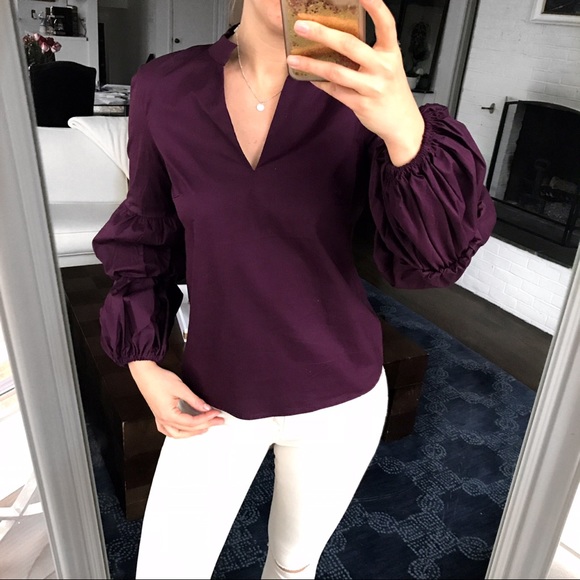Jane and Delancey Tops - Burgundy Ruffled Sleeve Top 